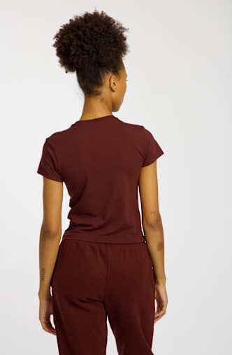 Nike Chill Knit Mod-Crop T-Shirt femmes Marron