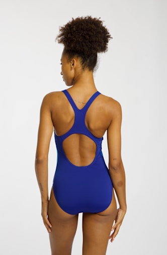 speedo Printed Medalist Damen Badeanzug Blau