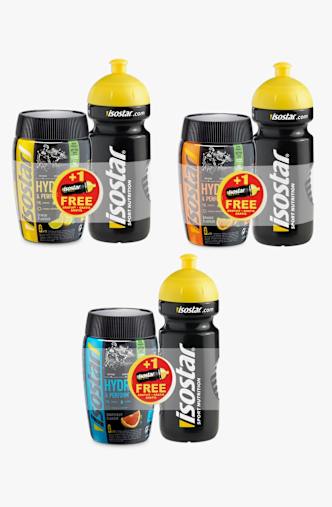 Isostar Hydrate & Perform 400 g Getränkepulver + Trinkflasche Schwarz
