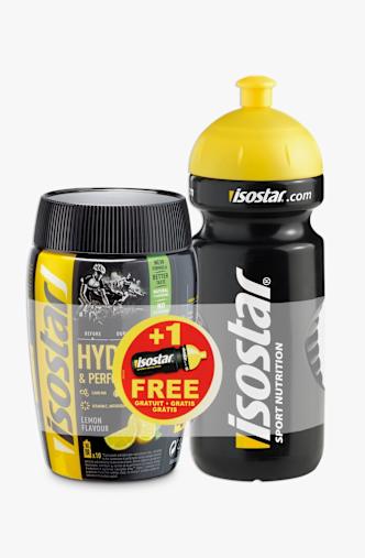 Isostar Hydrate & Perform 400 g Getränkepulver + Trinkflasche Schwarz