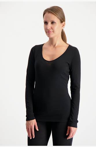 icebreaker Merino 150 Siren Sweetheart maniche lunghe termica donna Nero