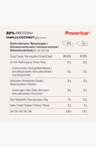 Powerbar 30% Protein Plus Vanilla-Coconut 15 x 55 g Sportriegel Blau