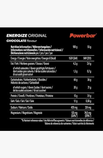 Powerbar Energize Original Chocolate 15 x 55 g barre énergétique Gris