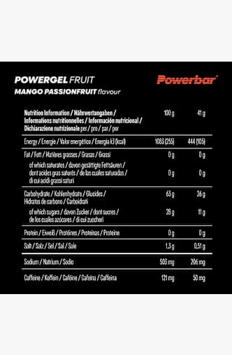 Powerbar Power Fruit Mango Passionsfrucht 24 x 41 g Energy Gel Gelb
