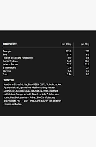Winforce Panforte Citrus Almond 24 x 60 g barretta per lo sport Marrone
