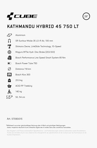 CUBE Kathmandu Hybrid 45 750 Trapez 28 e-bike Argent