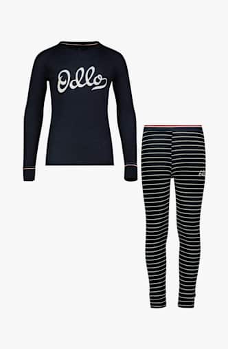Odlo Active Warm Originals ECO Stripe Kinder Thermo Unterwäsche Set Blau