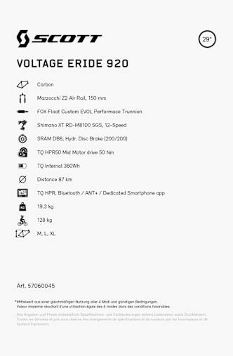 SCOTT Voltage eRide 920 29 e-mountainbike Grigio