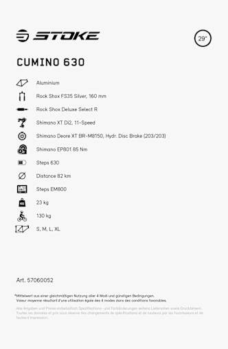 Stoke Cumino 630 29 E-Mountainbike Grau