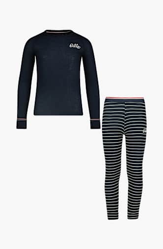 Odlo Active Warm Originals ECO Stripe Kinder Thermo Unterwäsche Set Blau