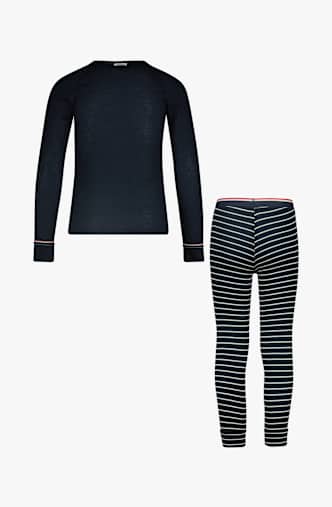 Odlo Active Warm Originals ECO Stripe Kinder Thermo Unterwäsche Set Blau