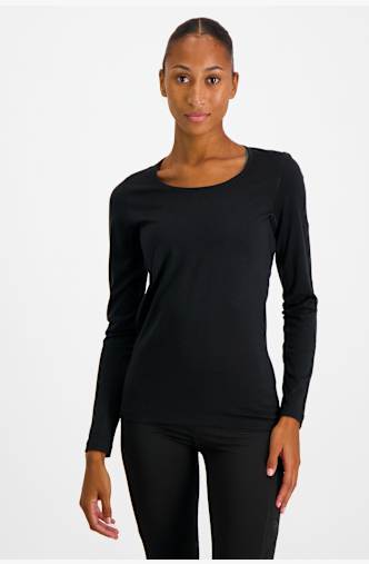 icebreaker Merino 200 Oasis Scoop maniche lunghe termica donna Nero