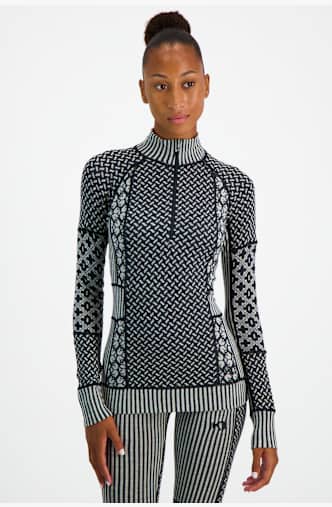 Kari Traa Smekker Merino Half-Zip maniche lunghe termica donna Nero