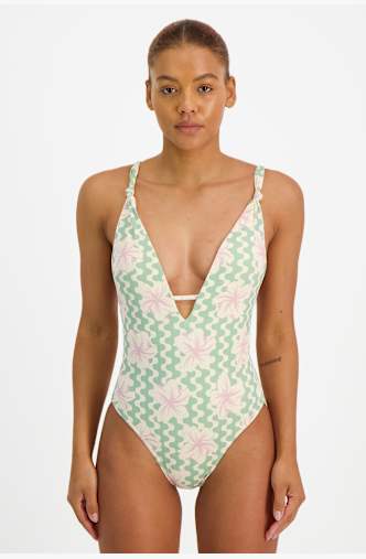 Roxy Hibiscus Daze A-C Cup Damen Badeanzug Grün