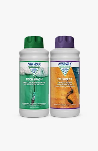 Nikwax 2-Pack 1000 ml Tech Wash + 1000 ml TX. Direct Wash IN Waschmittel + Imprägnierungsmittel Weiss