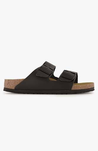 Birkenstock Arizona Natural Leather Narrow Fit slipper donna Nero