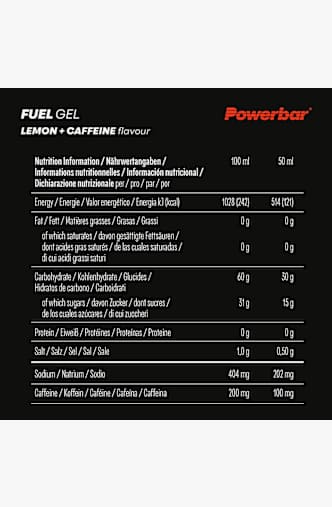 Powerbar Fuel Gel 30 Lemon+Caffeine 12 x 50 ml gel énergétique Noir
