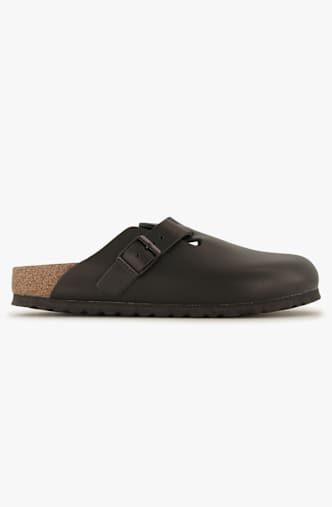 Birkenstock Boston Natural Leather Narrow Fit Damen Slipper Schwarz