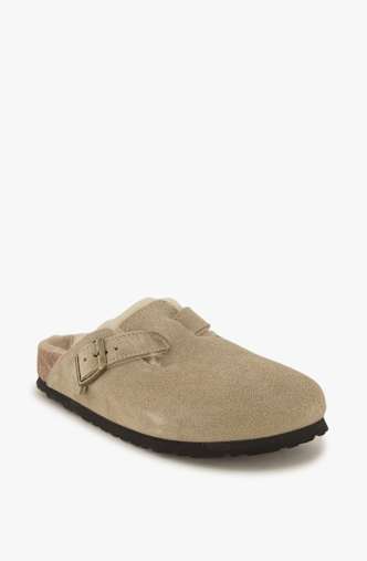 Birkenstock Boston Lammfell Damen Slipper Braun