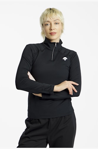 descente T-Neck Damen Midlayer Schwarz
