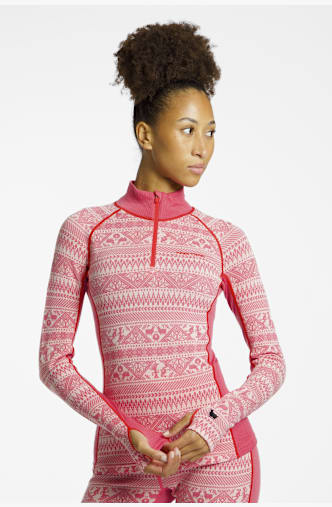 Kari Traa Thale Merino Half-Zip manche longue thermique femmes Pink