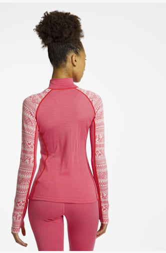 Kari Traa Thale Merino Half-Zip maniche lunghe termica donna Pink