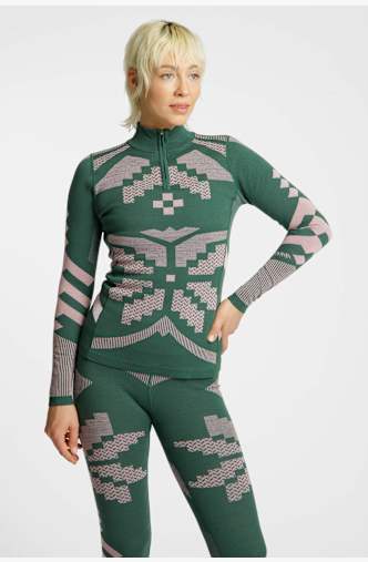 Kari Traa Faith Merino Half-Zip manche longue thermique femmes Vert
