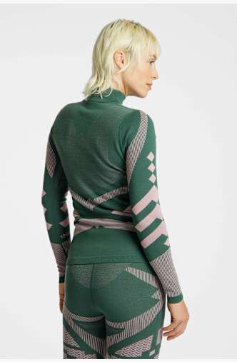 Kari Traa Faith Merino Half-Zip maniche lunghe termica donna Verde