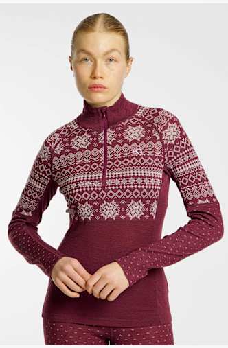 Kari Traa Vilma Merino Half-Zip Damen Thermo Longsleeve Rot