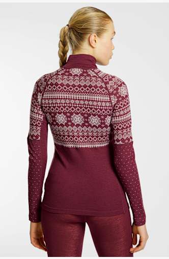 Kari Traa Vilma Merino Half-Zip Damen Thermo Longsleeve Bordeaux