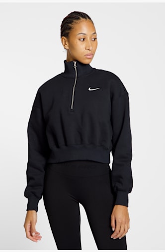 Nike Phoenix Fleece Crop Damen Pullover Schwarz