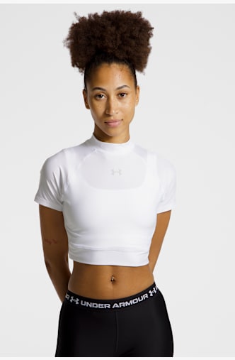 Under Armour HeatGear® Crop Mock Damen T-Shirt Weiss
