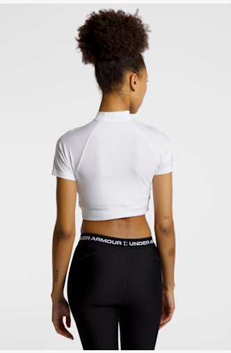 Under Armour HeatGear® Crop Mock Damen T-Shirt Weiss