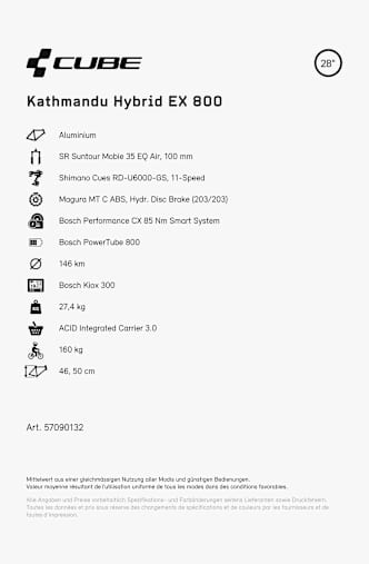 CUBE Kathmandu Hybrid EX 800 28 E-Bike Grau