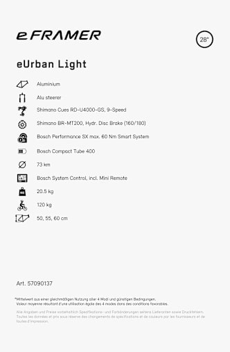 e-Framer eUrban Light 28 e-bike Grigio