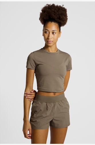 POWERZONE Cropped Damen T-Shirt Braun