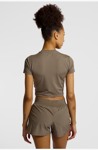 POWERZONE Cropped Damen T-Shirt Braun