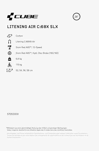 CUBE Litening AIR C:68X SLX 28 vélo de course Bleu