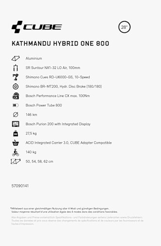 CUBE Kathmandu Hybrid ONE 800 28 e-bike Gris