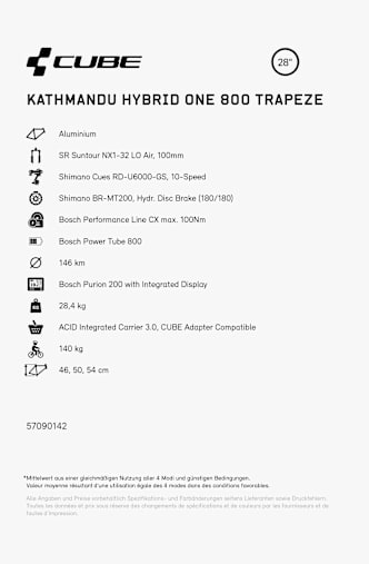 CUBE Kathmandu Hybrid ONE 800 Trapeze 28 e-bike Gris