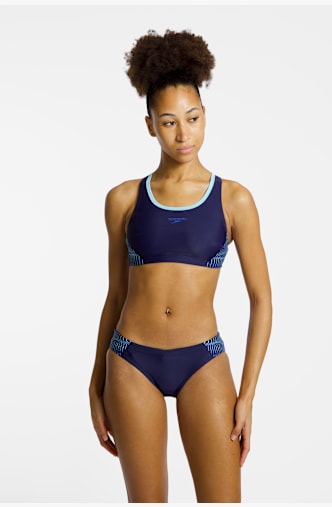 speedo Placement Racerback Damen Bikini Blau