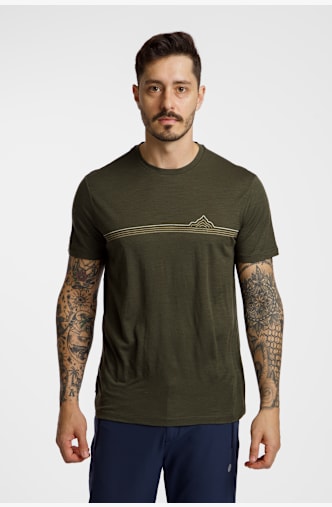icebreaker Merino 150 Tech Lite Range Stripes t-shirt uomo Oliva