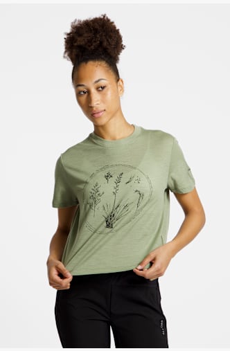 icebreaker Merino 150 Tech Lite Crop Seed Story Damen T-Shirt Grün