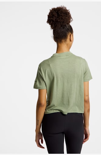 icebreaker Merino 150 Tech Lite Crop Seed Story Damen T-Shirt Grün