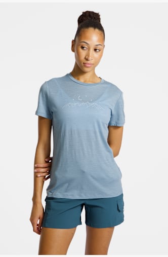 icebreaker Merino 150 Tech Lite Sparkling Stars Damen T-Shirt Blau