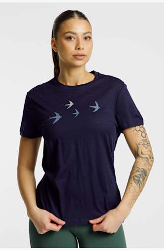 icebreaker Merino 150 Tech Lite Bird Transit t-shirt donna Blu