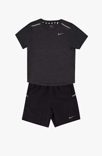 Nike Dri-FIT Miler Kinder T-Shirt + Short Schwarz