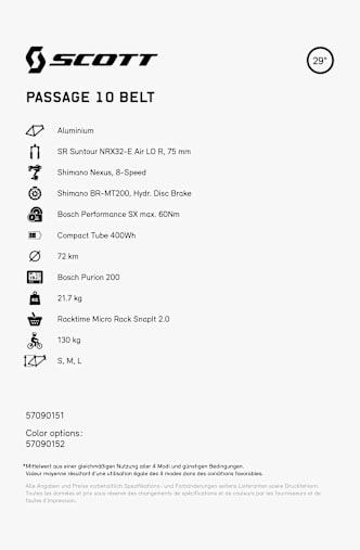 SCOTT Passage 10 Belt 29 E-Bike Grau