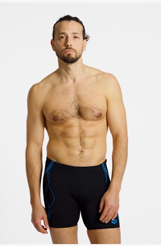 arena Graphic Swim Mid Jammer Herren Badehose Schwarz