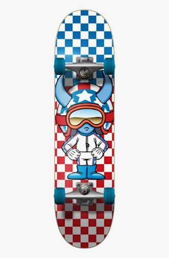 Speed Demons Checkered Stars Skateboard Blau